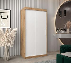 Skriňa s posuvnými dverami v šírke 100 cm TIMEA - dub artisan / biela