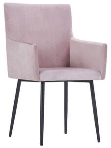 Jedálenské stoličky s opierkami 2 ks, ružové, zamat