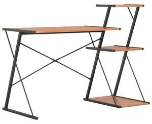 Stôl s poličkami, čierno hnedý 116x50x93 cm