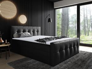 Hotelová manželská posteľ 160x200 ORLIN - čierna ekokoža + topper ZDARMA