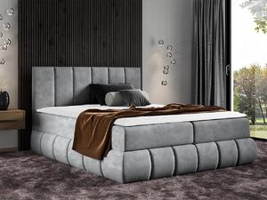 Boxspringová dvojlôžková posteľ 160x200 VERDA - šedá + topper ZDARMA