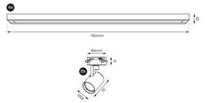 Brilagi - Bodové svietidlo v lištovom systéme HUSKY 8xGU10/10W/230V čierna/zlatá