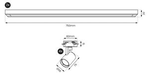 Brilagi - Bodové svietidlo v lištovom systéme HUSKY 4xGU10/10W/230V biele