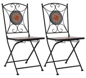 Mozaikové bistro stoličky 2 ks, oranžové/sivé