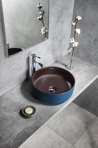 Sapho PRIORI keramické umývadlo na dosku, Ø 41 cm, modrá/hnedá