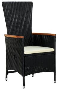 Vonkajšie stoličky 2 ks s podložkami, polyratan, čierne