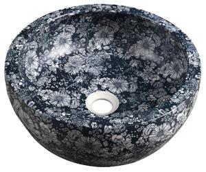 Sapho PRIORI keramické umývadlo na dosku, Ø 41 cm, modré kvety