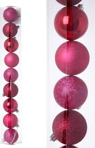 Vianočné gule plast 6cm s/9 magenta 227468 - Dekorácia