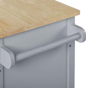 Kuchynský vozík Sivý z ľahkého dreva MDF so zásuvkami, policami a skrinkou na kolieskach pre servírovanie