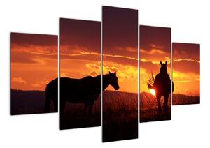 Obraz - kone pri západe slnka (Obraz 150x105cm)