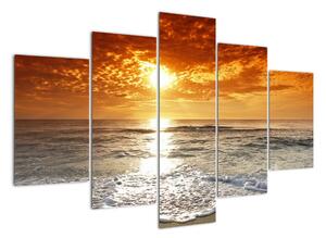 Obraz piesočného pobrežia pri západe slnka (Obraz 150x105cm)