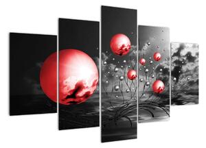 Abstraktný obraz - červené gule (Obraz 150x105cm)
