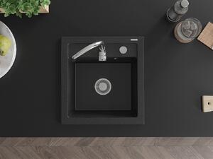 Mexen Vito - drez granitový 52,0x49,0cm, 1-komorový, čierna-strieborná, 6503521000-73