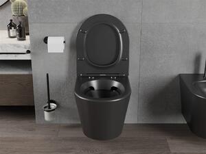 Mexen Rico závesné wc rimless s toaletným Slim sedátkom z duroplastu, čierna matná - 30721085