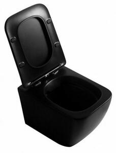 LAVITA LINO BLACK set 2v1- závesná WC misa Rim+ + WC sedátko LINO so SoftClose čierna matná