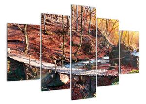Obraz mosta - jesenné cesta lesom (Obraz 150x105cm)