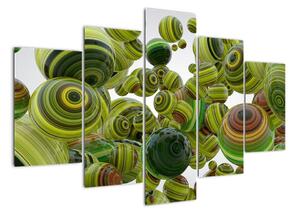 Abstraktný obraz - zelené gule (Obraz 150x105cm)