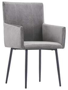 Jedálenské stoličky s opierkami rúk 6 ks sivé zamat