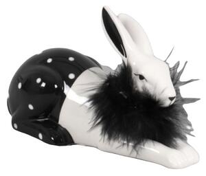 Dekoračný keramický zajačik Jonas - čierno biely