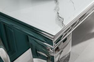 Dizajnový konzolový stôl Rococo 145 cm strieborný - mramor