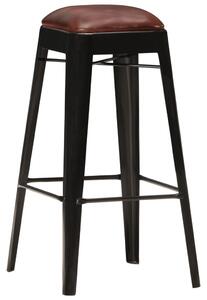 Barové stoličky 4 ks, čierne, pravá koža