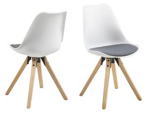 Dizajnová stolička Nascha, biela-tmavošedá-prírodná