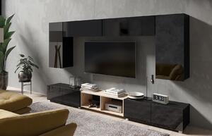Obývacia stena Calabria C23 BLACK (čierna + dub artisan) (bez osvetlenia). Vlastná spoľahlivá doprava až k Vám domov. 1051557