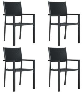 Záhradné stoličky 4 ks čierne plastové ratanový vzhľad