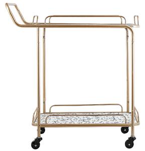 Kuchynský vozík Zlatý železný rám terasový efekt Tops s rukoväťou Glamour Bar na kolieskach