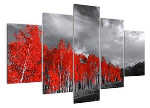 Červený les - moderný obraz (Obraz 150x105cm)