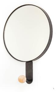 Nástenné zrkadlo s háčikom, Black, Ø20,5 cm