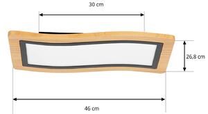 Stropné svietidlo Lucande LED Joren, dĺžka 46 cm, drevo, 3 000 K