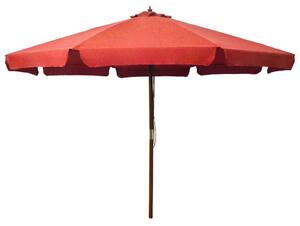 Vonkajší slnečník s drevenou tyčou 330 cm, tehlovo červený
