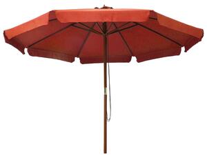Vonkajší slnečník s drevenou tyčou 330 cm, tehlovo červený