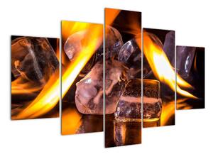 Obraz ľadových kociek v ohni (Obraz 150x105cm)