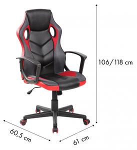 MODERNHOME Otočná herná stolička FERO červeno-čierna