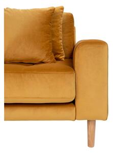 Dizajnová sedačka s otomanom Ansley horčicový zamat - ľavá