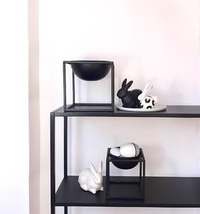 Dekoračný keramický zajačik - čierny matný
