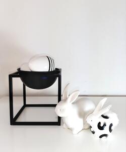 Dekoračný keramický zajačik - biely lesklý