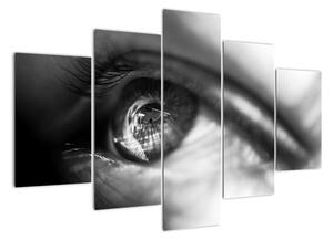Čiernobiely obraz - detail oka (Obraz 150x105cm)