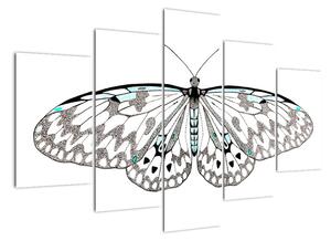 Čiernobiely motýľ (Obraz 150x105cm)