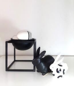 Dekoračný keramický zajačik - čierny matný