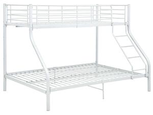 Rám poschodovej postele biely kovový 140x200/90x200 cm