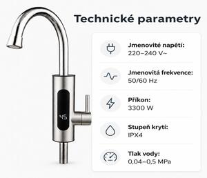 Prietokový ohrievač vody 3300 W s LCD displejom VK27013