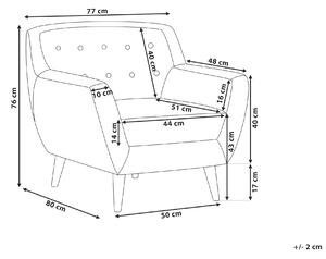 Kreslo sivé prešívané operadlo nohy zo svetlého dreva hrubo vystužené obývacia izba