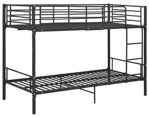 Poschodová posteľ čierna kovová 90x200 cm