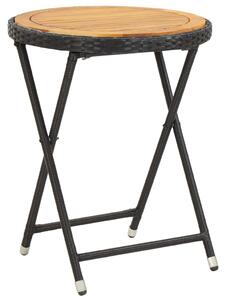 Čajový stolík, čierny 60 cm, polyratan, akáciový masív