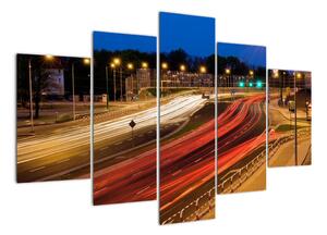 Nočná štvorprúdová cesta, obraz (Obraz 150x105cm)