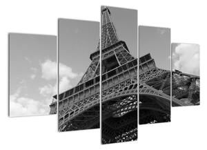 Čiernobiely obraz Eiffelovej veže (Obraz 150x105cm)