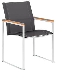 Záhradné stoličky 4 ks, textilén a nehrdzavejúca oceľ, sivé